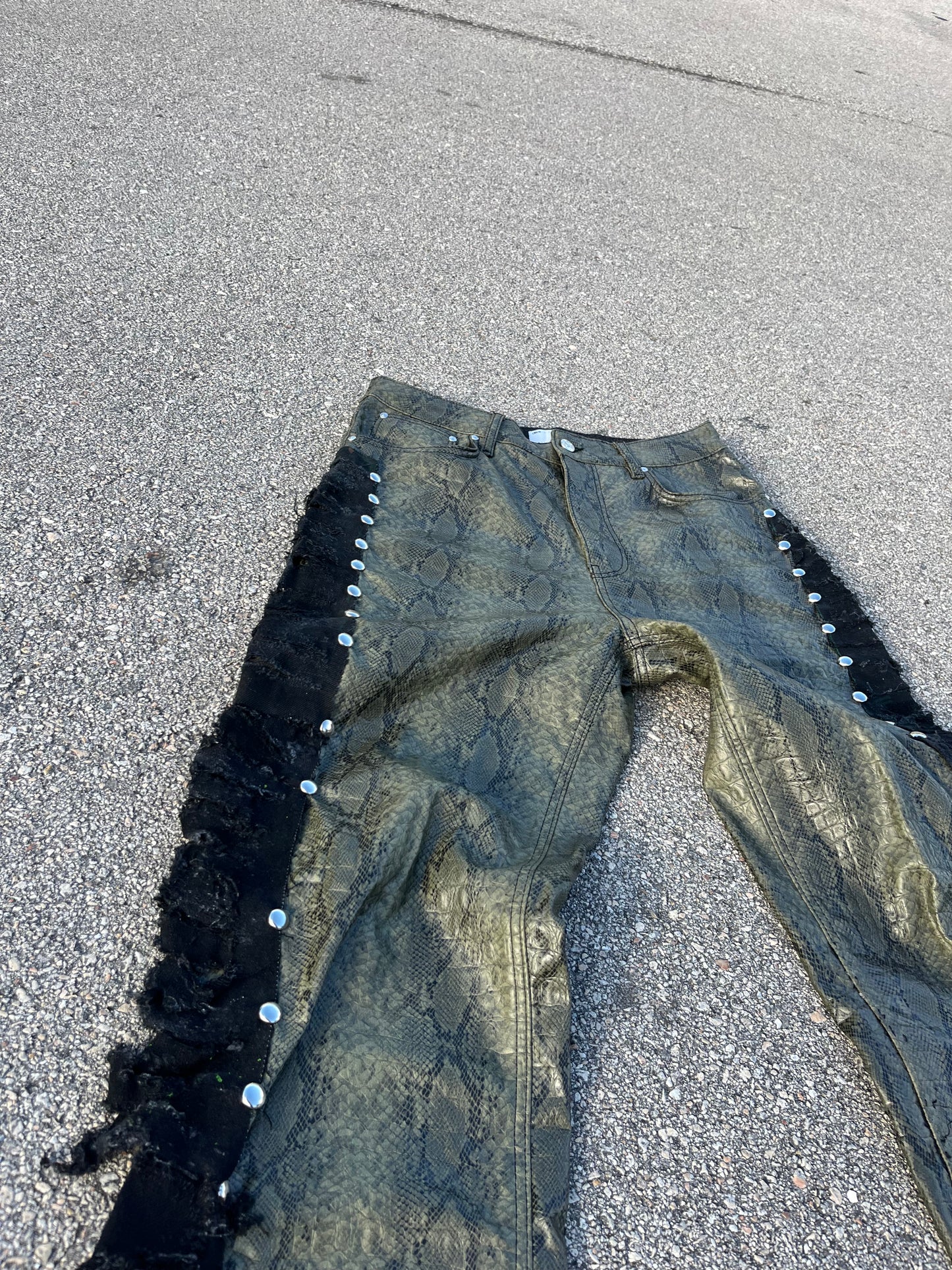 Alligator Studded Denim Pants