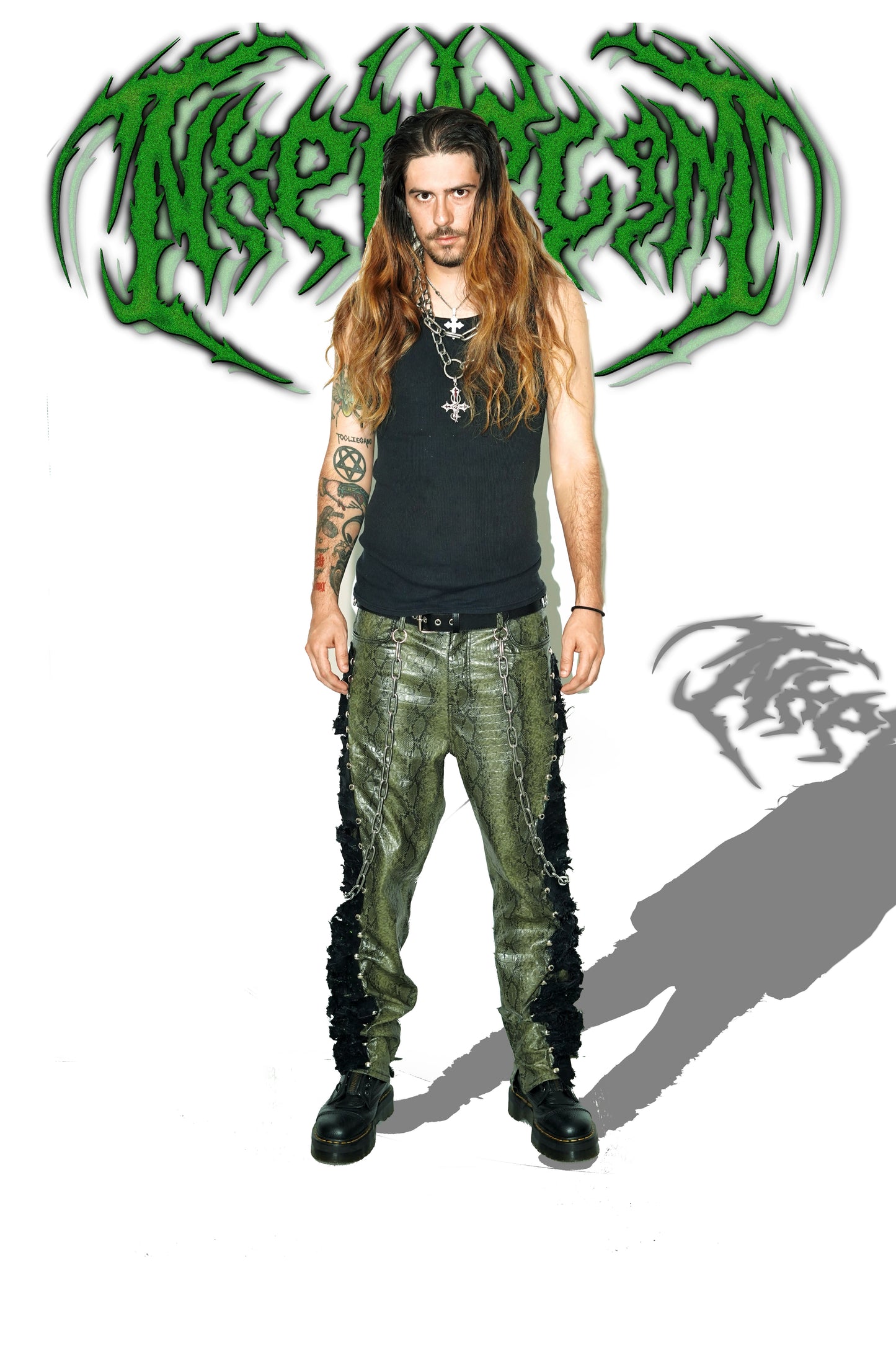 Alligator Studded Denim Pants
