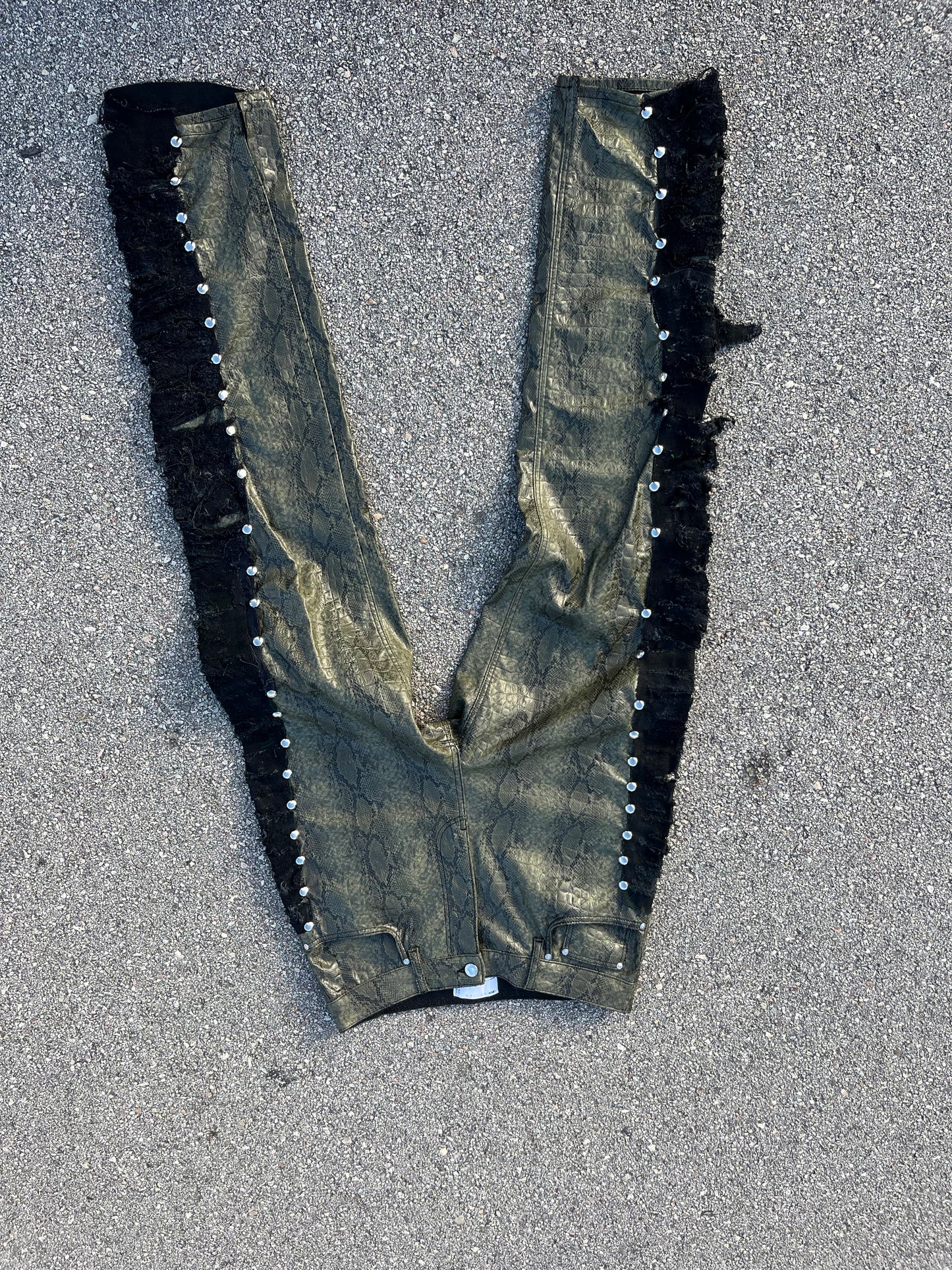 Alligator Studded Denim Pants